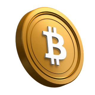 Moneta di Bitcoin BTC posizionata obliquamente quale componente visuale della sezione hero