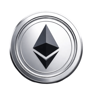 Ethereum ETH coin in forma di elemento grafico flottante di criptovaluta